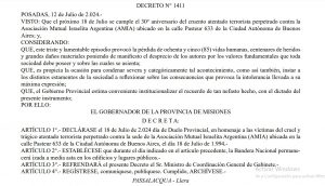 Declaran duelo provincial el 18 de julio a 30 años del atentado a la Amia 