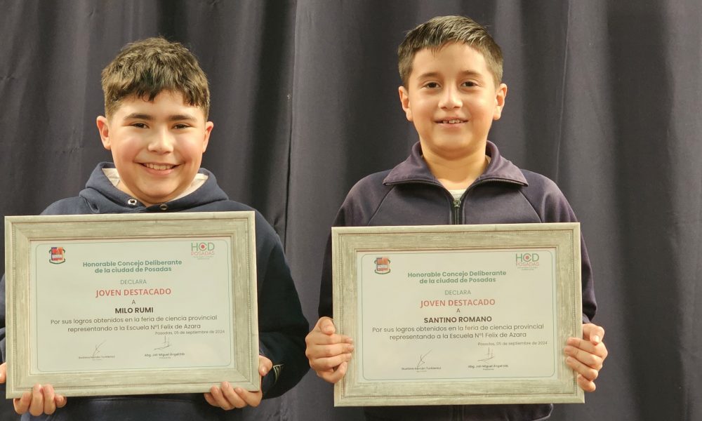 Alumnos de 10 años son distinguidos como Jóvenes Destacados de Posadas