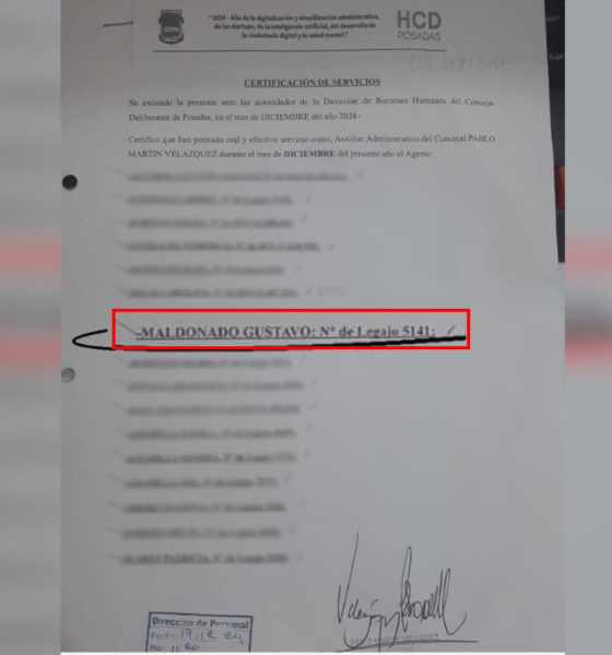 El concejal Velázquez certifica al prófugo Maldonado en el HCD Posadas